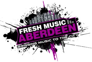 Fresh Music Aberdeen logo — graffiti-style city skyline with the words Fresh Music Aberdeen, bringing music to the city